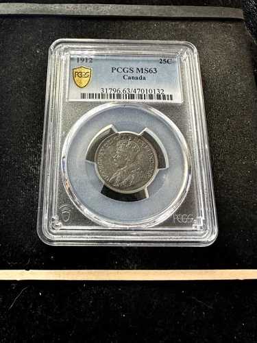 1912年 PCGS認定カナダ銀貨 25セント、**MS-63** #0132｜WORLD RESOURCE【QUEEN店】