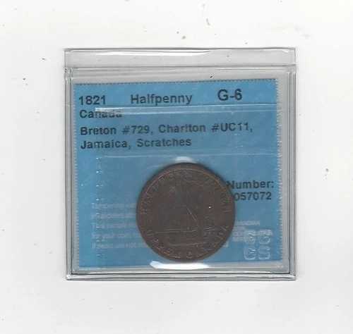 1821年カナダハーフペニートークン、ブルトン番号729、Ch#UC11、CCCSグレード**G-6**Scr｜WORLD RESOURCE【QUEEN店】
