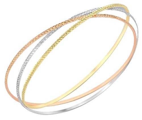 9カラット ゴールド 5.50mm ダイヤモンドカット バングル 3個セット - 金属総重量 7.40グラム|WORLD RESOURCE【QUEEN店】