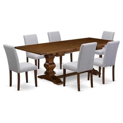 East West Furniture Lassale 7点木製ダイニングセット ウォールナット/グレー 237,105円