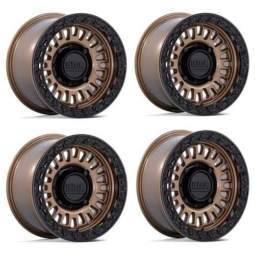 15インチ KMC パワースポーツ KS242 アズテック ビードロック ブロンズ ブラック リング 15x8 4x156 0mm 4個セット