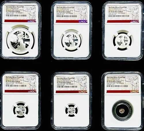 2017年 GB 6枚組 シルバー ブリタニア プルーフセット NGC PF70 UCAM 20周年記念 プライベート 33/100
