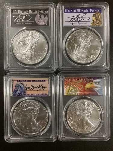 2021年 -(P)PCGS MS70 シルバーイーグル T-1 緊急発行FDOI (4コインセット)-