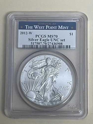 2012-W $1 シルバーイーグル PCGS SP/MS70 UNC セット バーニッシュ/スポッテッド/レア