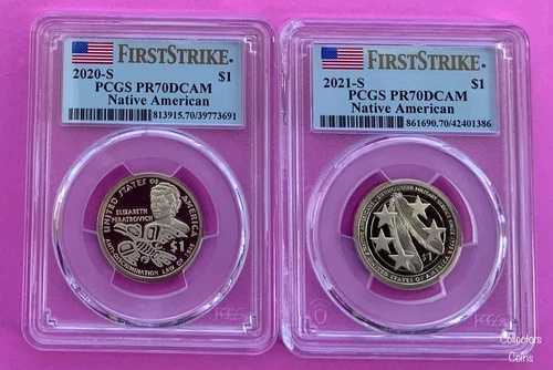 2020年S&2021年SプルーフPCGS 70 DCAMサカガウィア・ネイティブアメリカン・ドルコイン2枚セット