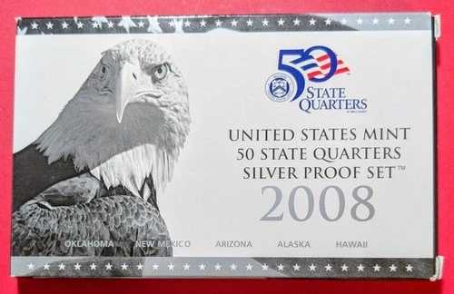 2008年 S シルバー プルーフ ステート クォーターセット 90% シルバー 5枚セット COA付き 40,040円