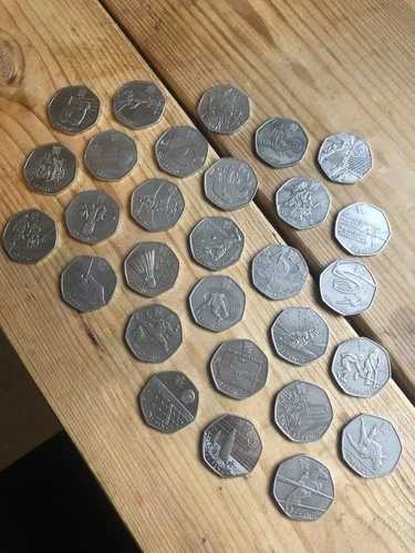 2012年ロンドンオリンピック 50ペンス流通硬貨 フルセット 29枚入り フォルダースリーブ