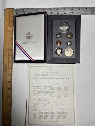 1989-S 米国造幣局プレステージ プルーフ コイン セット (議会 200 周年記念銀 90% 入り、$1)