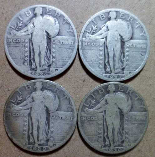 4枚セット ベタースタンディングリバティクォーター 1926年製 1927年製 1929年製 1930年代製 q226
