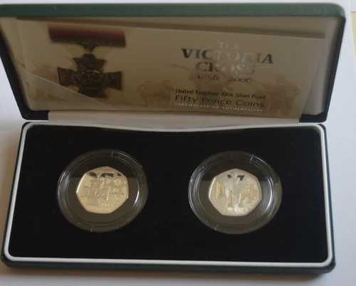 2006年 ヴィクトリア十字章 シルバー プルーフ 50ペンス コインセット COA + BOX 若干変色あり