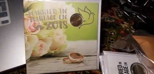 カナダは2018年に結婚しました。特別デザインのルーンドルコインセット。