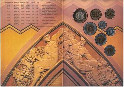 メキシコ レア 8 DIF UNC コインセット 0.05 - 10 ドル ペソ 2002 年 ミントパック