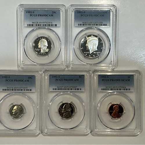 1992-S 5枚セット プルーフコイン PCGS PR69 DCAM 新品鑑定済み