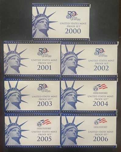 (7) 米国プルーフミント 10枚セット 2000-2006S COA & OGP (セット + 5州クォーター)