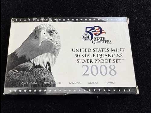 2008-S 米国造幣局 ステートクォーター 90% シルバー プルーフセット OGP & COA付き