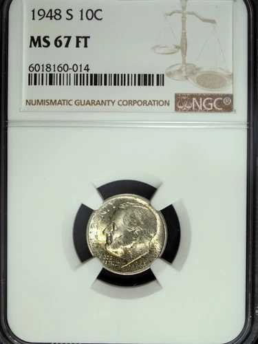 1948 S NGC MS 67 FT ルーズベルト シルバー ダイム ☆☆ セットに最適 ☆☆ 014