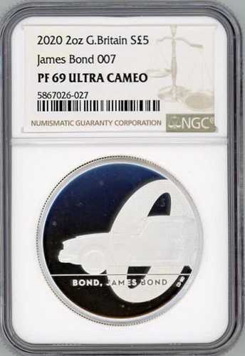 2020年 イギリス NGC PF69UC 5ポンド 2オンス 銀貨 ジェームズ・ボンド 007 アストンマーティン DB5｜WORLD RESOURCE【QUEEN店】