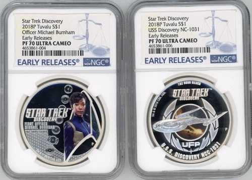 スター・トレック 2018 ツバル USSディスカバリー NCC-1031 バーナム士官 NGC 70 コイン2枚セット｜WORLD RESOURCE【QUEEN店】