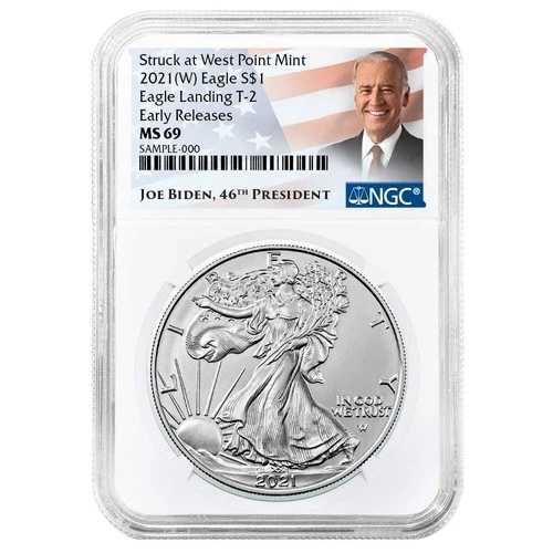2021年（W）1ドル 1オンス T-2 アメリカンシルバーイーグル NGC MS69 ER バイデンラベル｜WORLD RESOURCE【QUEEN店】