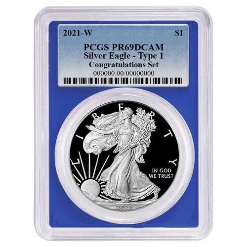 2021-W $1 1-oz T1 プルーフ アメリカン シルバー イーグル お祝いセット PCGS PR69DCAM-|WORLD RESOURCE【QUEEN店】