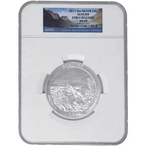 2011 5オンス ATB 氷河 シルバー コイン NGC MS69 ER-｜WORLD RESOURCE【QUEEN店】