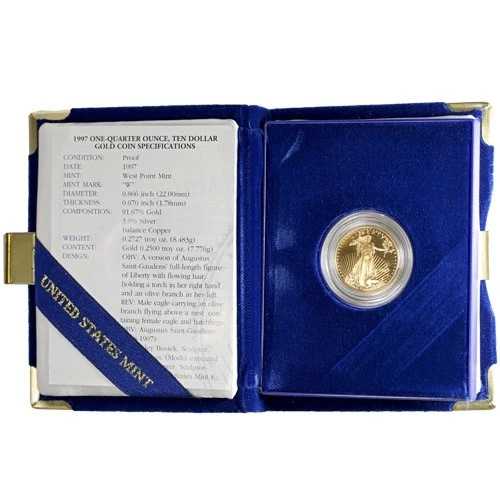 1/4オンス プルーフ アメリカン・ゴールドイーグル金貨(発行年はランダム、箱、鑑定書付き)|WORLD RESOURCE【QUEEN店】