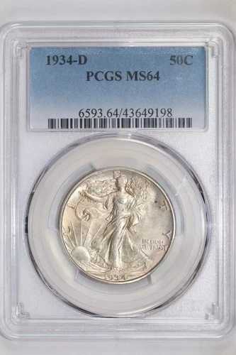 1934年Dミント ウォーキングリバティハーフダラー PCGS MS64｜WORLD RESOURCE【QUEEN店】