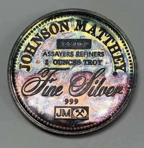 ヴィンテージ Johnson Matthey 2 Oz シルバー ラウンド フォーカス メダリスト レインボー トーニング-｜WORLD RESOURCE【QUEEN店】