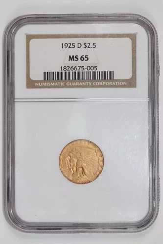 1925年Dミント 2.5ドル金貨 インディアンクォーターイーグル NGC MS65｜WORLD RESOURCE【QUEEN店】
