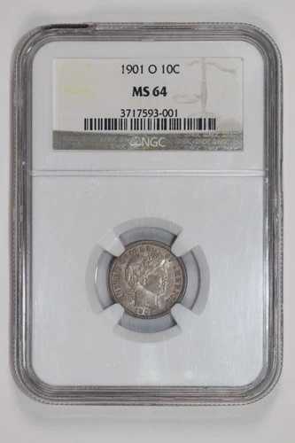 1901年Oミント バーバーダイム NGC MS64 - 希少な日付 - ホルダーに欠けあり|WORLD RESOURCE【QUEEN店】