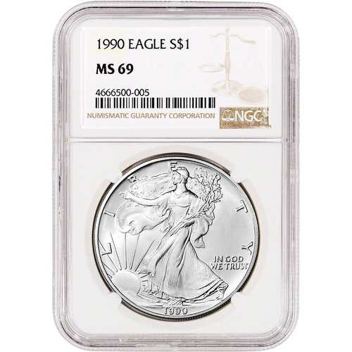 1990年 アメリカンシルバーイーグルコイン-NGC MS69-｜WORLD RESOURCE【QUEEN店】 40,755円