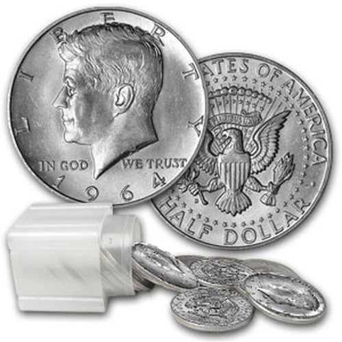 1964年ケネディ50セント硬貨 額面10ドル 銀90% 20枚ロール 平均流通品|WORLD RESOURCE【QUEEN店】