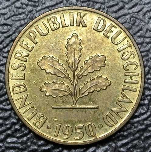 1950年 ドイツ - 5ペニヒ - 真鍮被覆鋼板 - オークの苗木 - 美品｜WORLD RESOURCE【QUEEN店】
