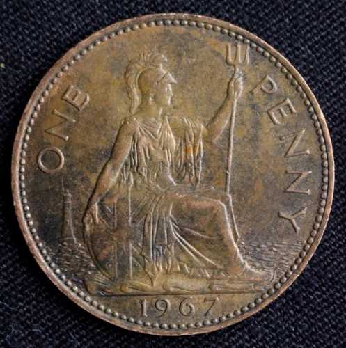 1967年 イギリス - 1ペニー硬貨 - ブロンズ - エリザベス2世女王｜WORLD RESOURCE【QUEEN店】