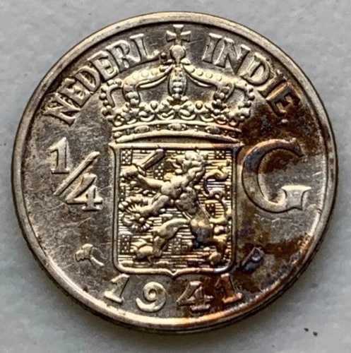 1941年 P オランダ領東インド - 1/4ギルダー .720 銀貨 - ウィルヘルミナ - インドネシア｜WORLD RESOURCE【QUEEN店】