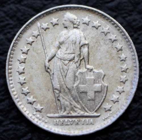 1948年 B スイス - 1/2 フランス - 0.835 シルバー-Helvetia standing-｜WORLD RESOURCE【QUEEN店】