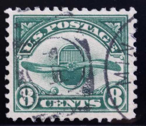 1923年 米国郵便切手 #C4 航空郵便 - ラジエーターとプロペラ - 8セント - 緑色 - 使用済み切手|WORLD RESOURCE【QUEEN店】