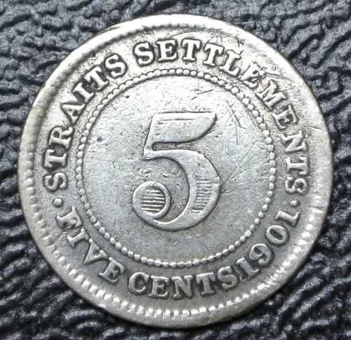 1901年 Straits Settlements-5 セント - 0.800 シルバー-Victoria-Nice-|WORLD RESOURCE【QUEEN店】