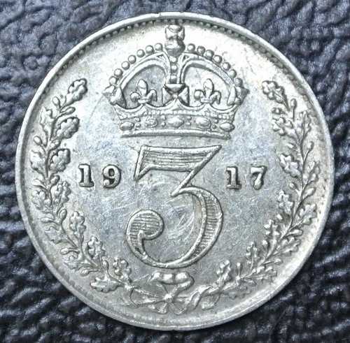1917年 イギリス - 3ペンス硬貨 - .925シルバー - ジョージ5世 - 第一次世界大戦時代 - ニース｜WORLD RESOURCE【QUEEN店】