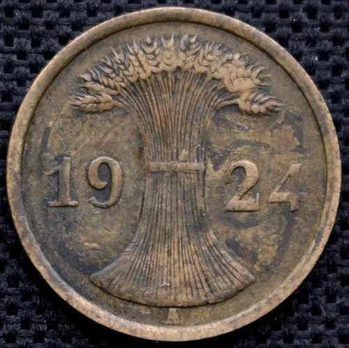 1924年 ドイツ ヴァイマル共和国 - 2レンテンフェニヒ - 青銅貨 - KM #31 - ベルリン造幣局|WORLD RESOURCE【QUEEN店】