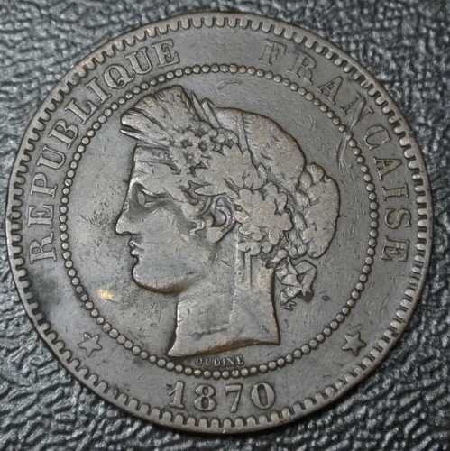 1870 フランス - 10 サンタイム - ブロンズ - ニース|WORLD RESOURCE【QUEEN店】