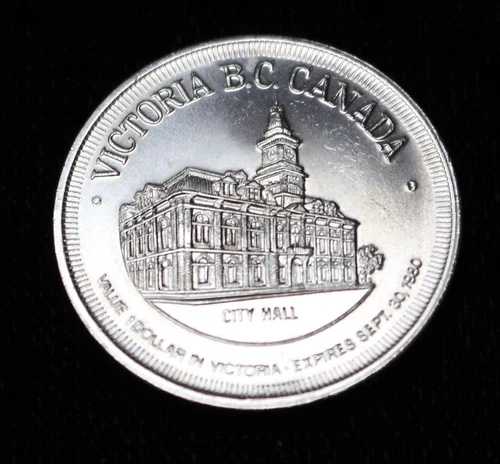 1980年ビクトリアBCドル硬貨 - 市庁舎と吊り下げられた花 - ニッケル硬貨|WORLD RESOURCE【QUEEN店】