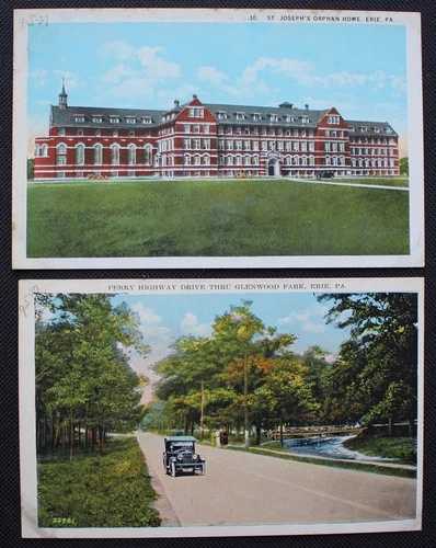VTG 2 枚ロット Erie, PA. ポストカード-St. Joseph's Orphan Home & Glenwood Park-|WORLD RESOURCE【QUEEN店】