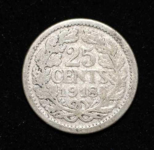 1918年 オランダ 25 セント-ウィルヘルミナ 1世 - .640 シルバー-第二次世界大戦時代-｜WORLD RESOURCE【QUEEN店】