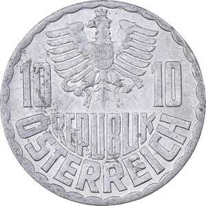 [#224965] オーストリア、10 Groschen、1964 年、ウィーン、アルミニウム、AU(55-58)、KM:2878｜WORLD RESOURCE【QUEEN店】
