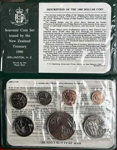 ニュージーランド 1980年 未使用コインセット：1セント～1ドル - オウギビタキ - ロイヤルミント｜WORLD RESOURCE【QUEEN店】 20,306円