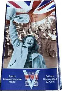 2005年 英国王立造幣局 第二次世界大戦終結記念 2ポンド硬貨とメダルセット（未使用品）｜WORLD RESOURCE【QUEEN店】