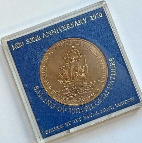 英国王立造幣局 - ピルグリム・ファーザー、プリマス 1620 350周年記念メダル、38mm **[29648]｜WORLD RESOURCE【QUEEN店】