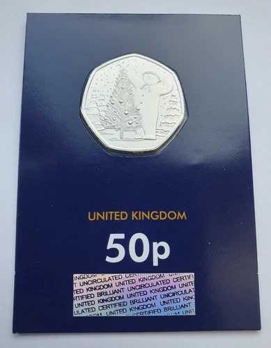2024年 英国王立造幣局 スノーマンとクリスマスツリー 50ペンス硬貨 未使用品 チェックコイン｜WORLD RESOURCE【QUEEN店】