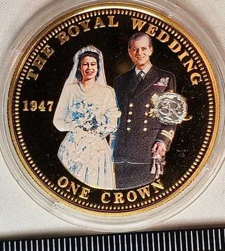 2014年 トリスタン・ダ・クーニャ 1クラウン金貨「1947年ロイヤルウェディング」金メッキコイン｜WORLD RESOURCE【QUEEN店】